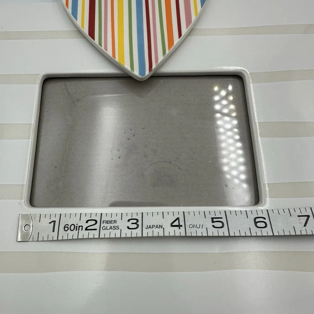 Coton Colors Happy Everything White‎ Striped 4x6 Picture Frame Mini Heart Attach
